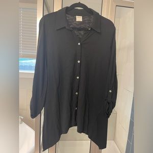 Soma 3/4 Sleeve Button Up Tunic Collared Shirt